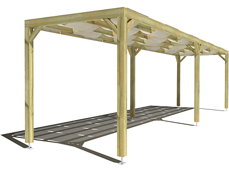 Pergola bois indépendante avec voilage 10m x 2m