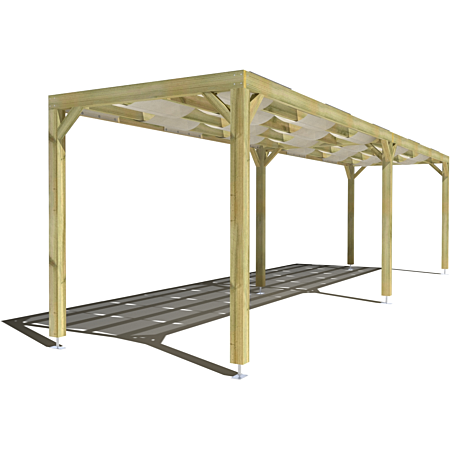 Pergola bois indépendante avec voilage 10m x 2m