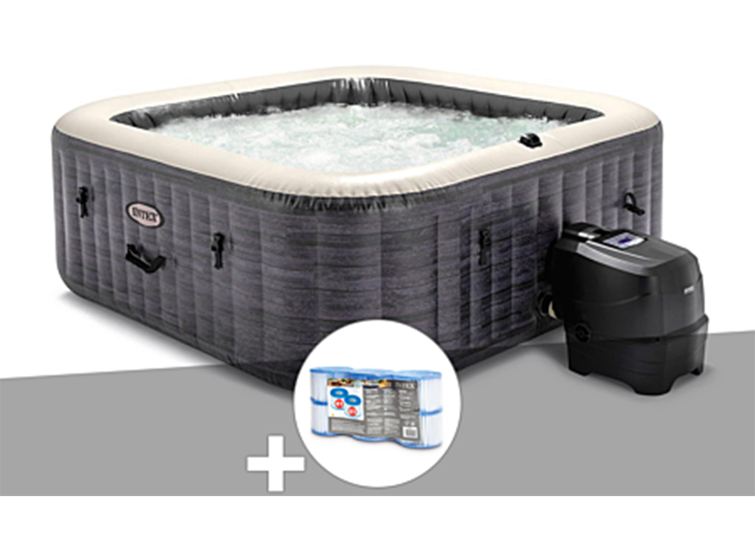 spa gonflable Intex PureSpa Ardoise carré Bulles 6 places