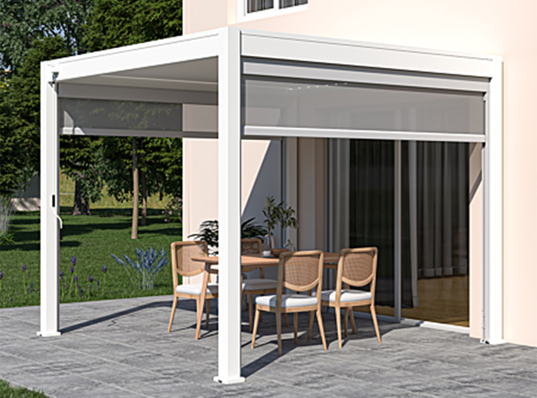 Pergola bioclimatique Ombréa autoportante Blanc 3x3M