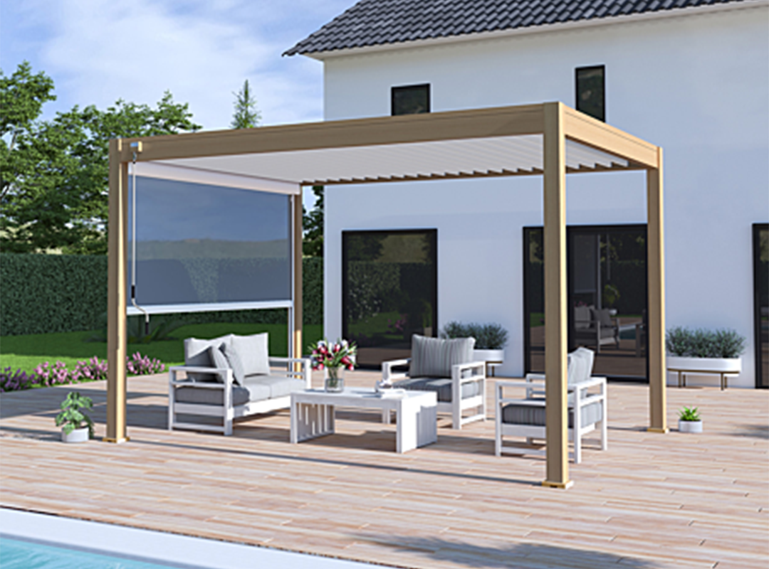 Pergola Ombréa autoportante Woodlook bois 3x4M