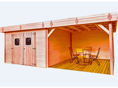 Abri sans plancher avec terrasse en bois naturel dinan