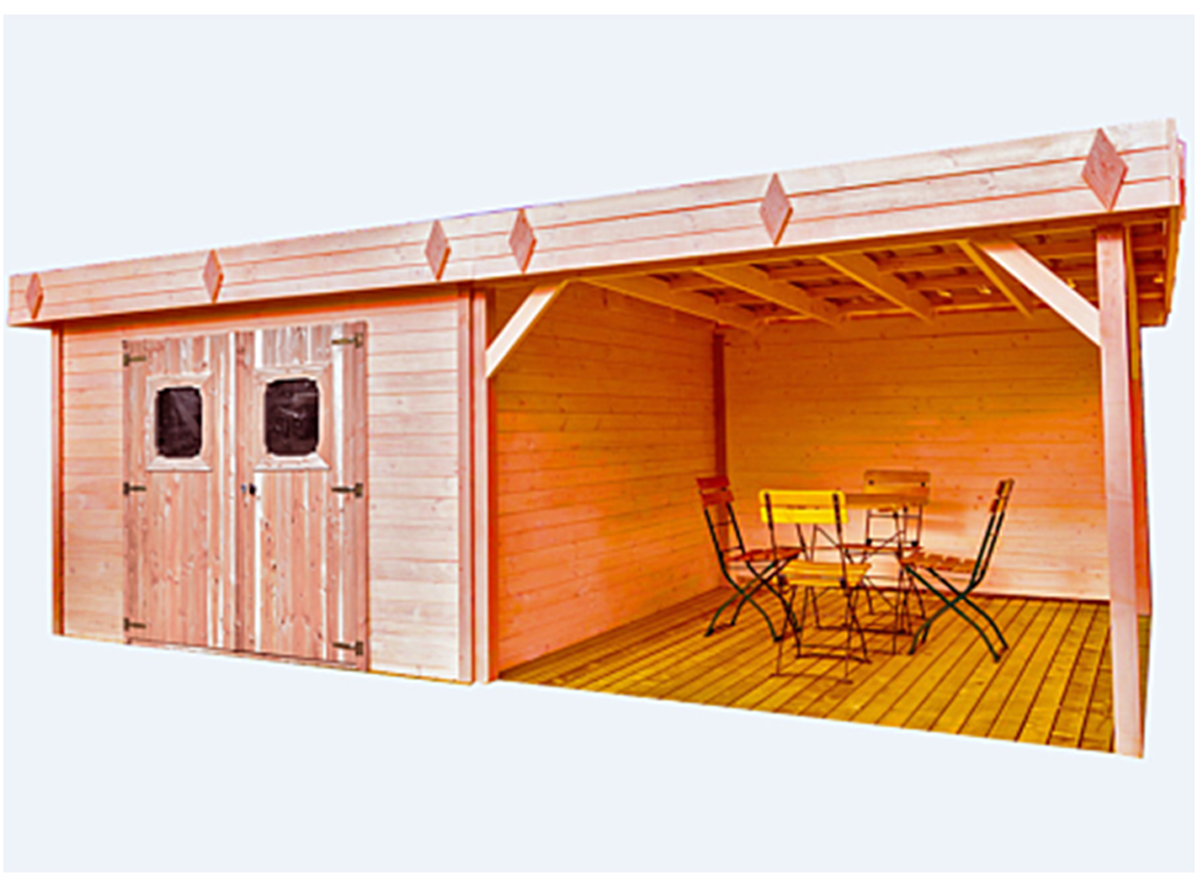 Abri sans plancher avec terrasse en bois naturel dinan