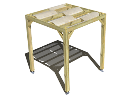 Pergola bois indépendante voilage semi-transparent  2m x 2m