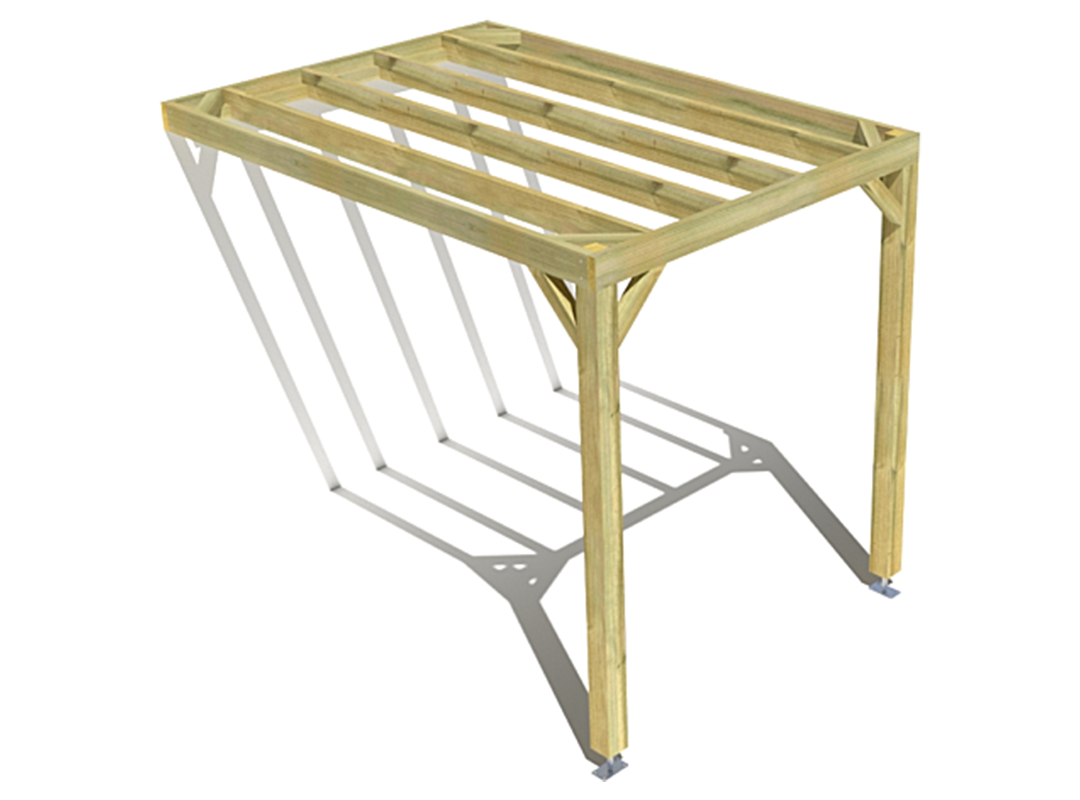Pergola bois  adossée sens profondeur 2m x 3m