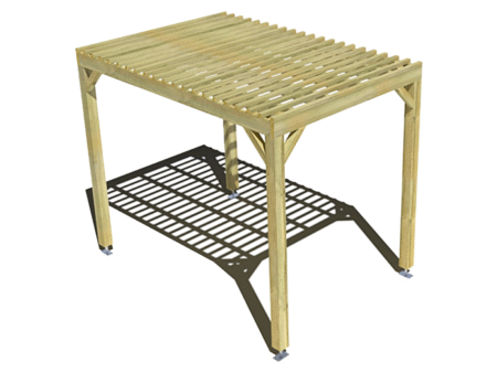 Pergola bois indépendante sens profondeur  lattage bois  2m x 3m
