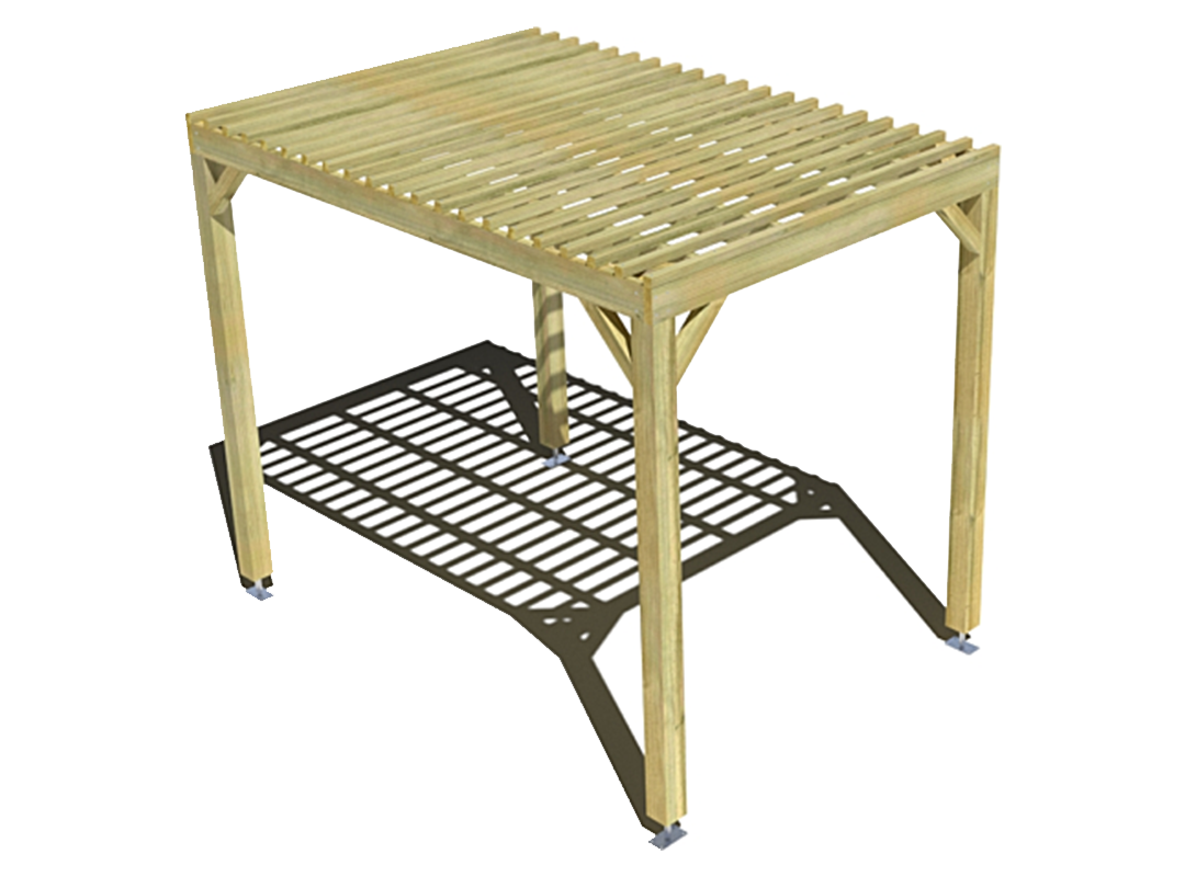 Pergola bois indépendante sens profondeur  lattage bois  2m x 3m