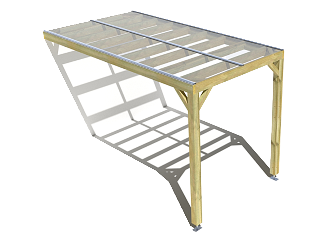 Pergola bois adossée avec couverture étanche 2m x 4m