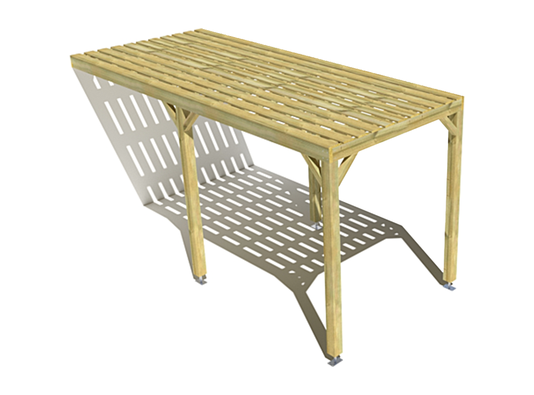 Pergola bois adossée sens largeur platelage bois 2m x 5m