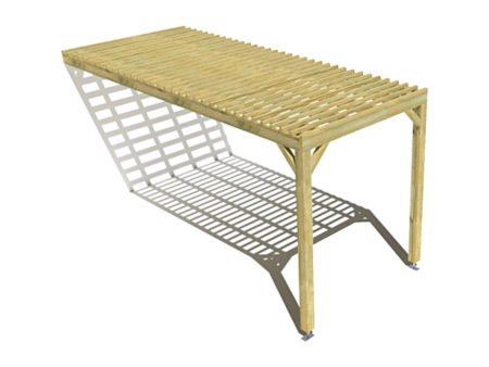 Pergola bois adossée sens profondeur  lattage bois 2m x 5m