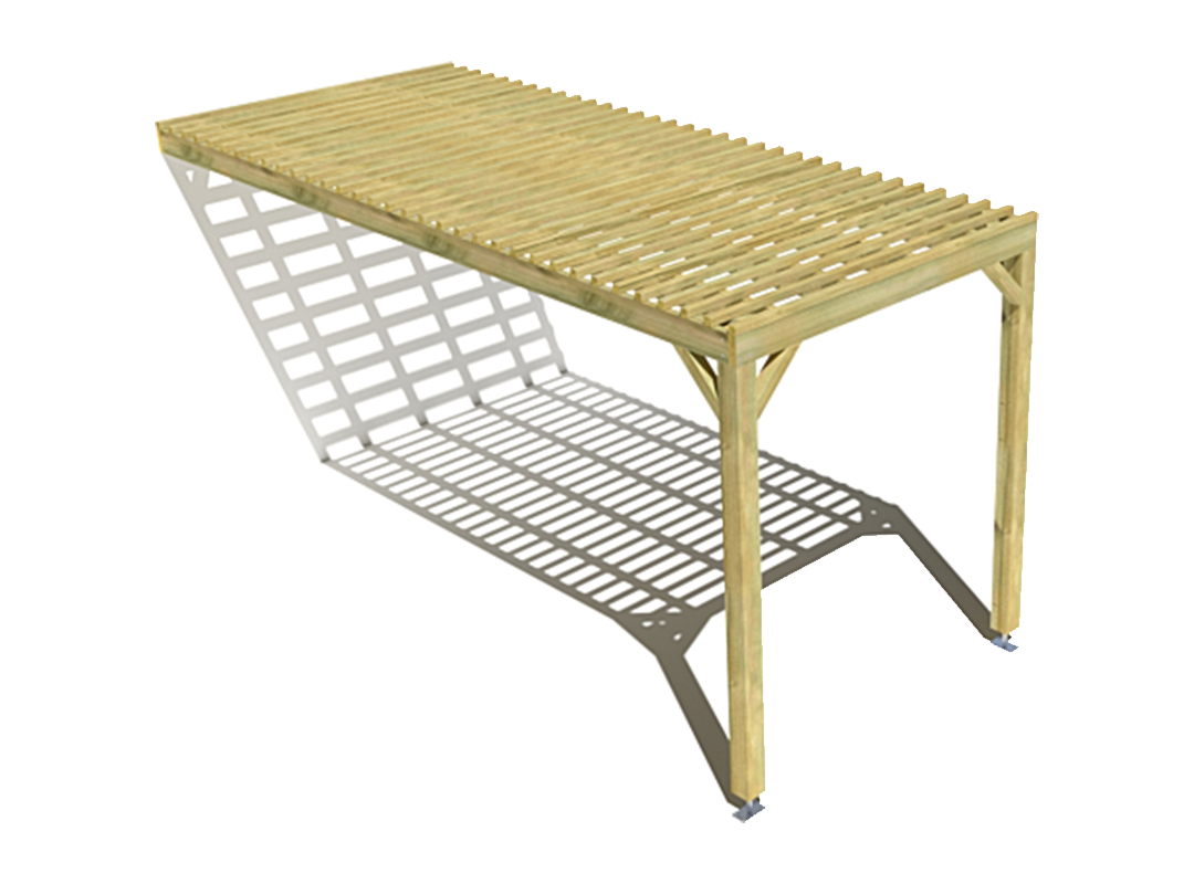 Pergola bois adossée sens profondeur  lattage bois 2m x 5m