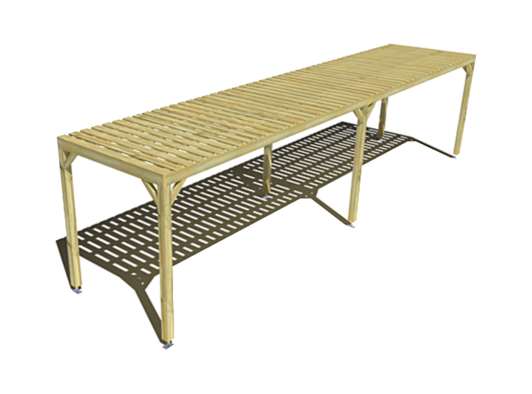 Pergola bois indépendante sens largeur platelage bois10m x 2m
