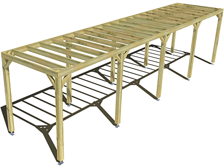 Pergola bois indépendante sens profondeur 10m x 2m