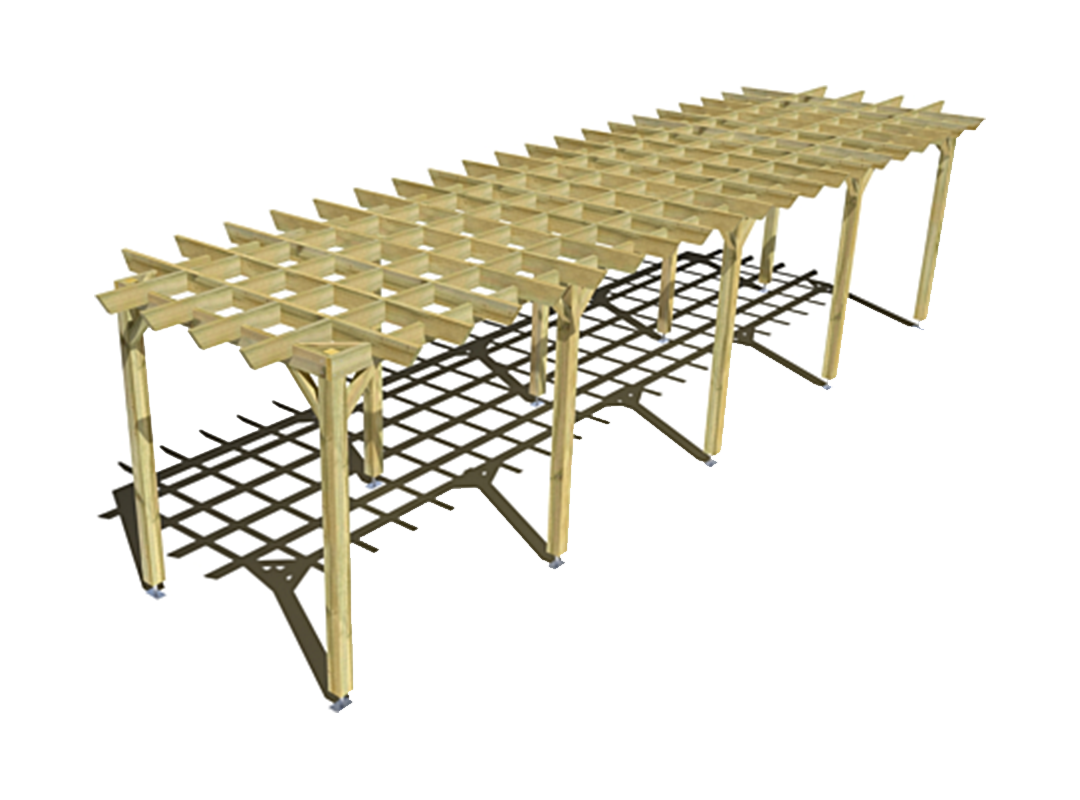 Pergola bois indépendante style retro 10m x 2m