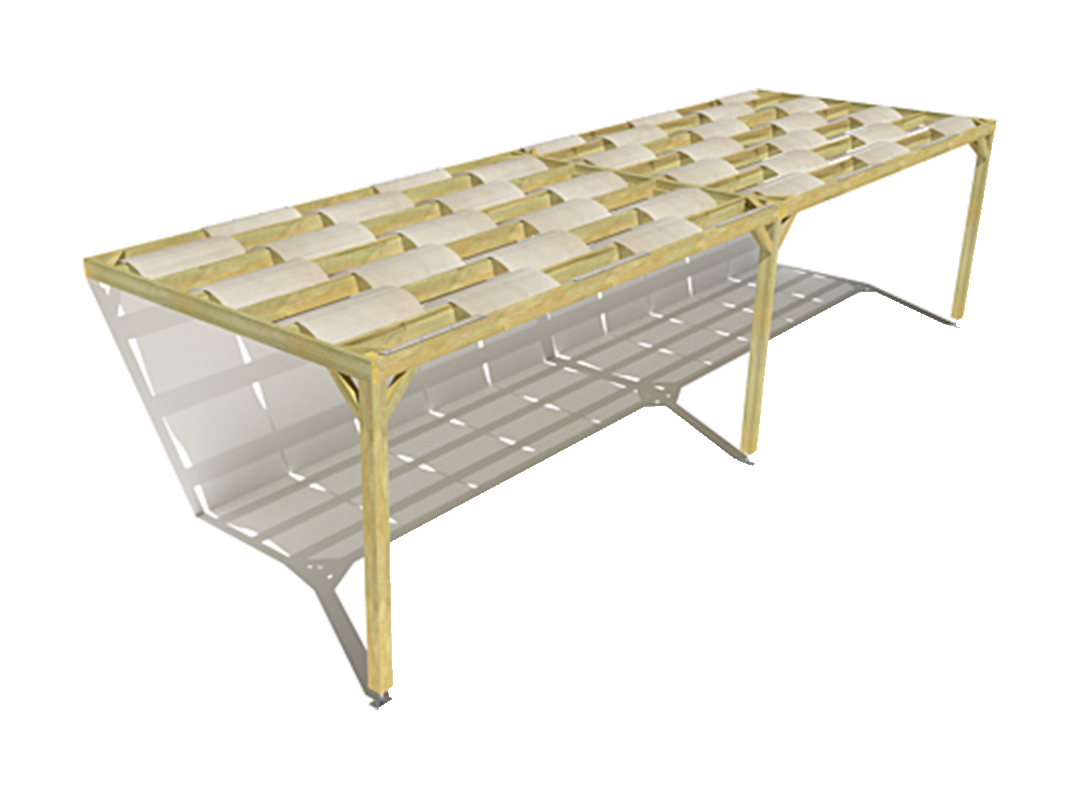Pergola bois  adossée avec voilage inclus 10m x 3m