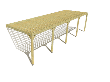 Pergola bois adossée avec lattage bois 10m x 3m