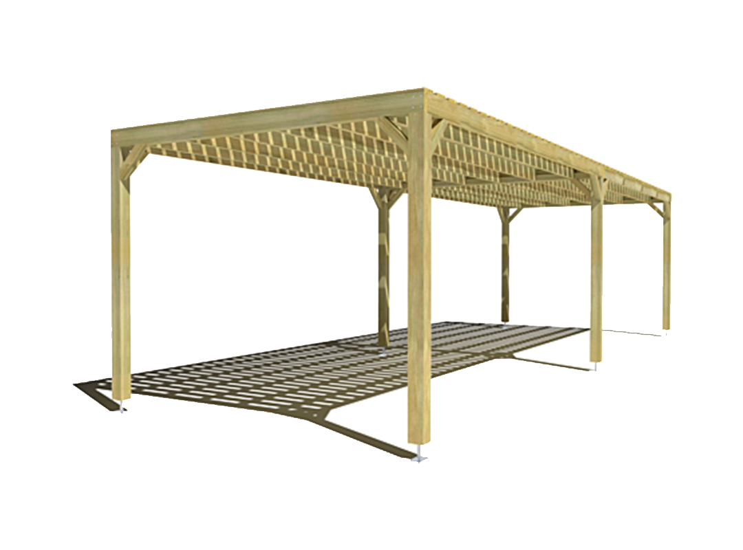 Pergola bois  indépendante sens largeur platelage bois 10m x 3m