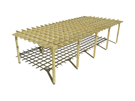 Pergola bois indépendante style retro 10m x 4m