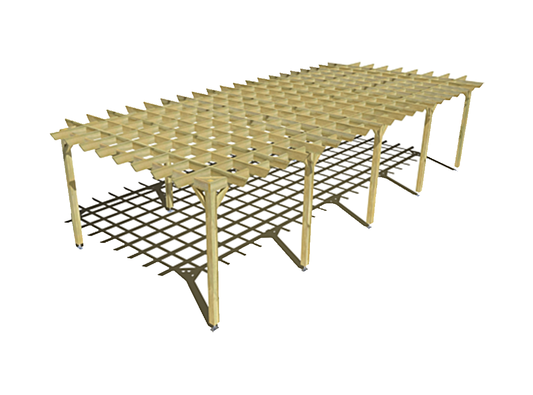 Pergola bois indépendante style retro 10m x 4m